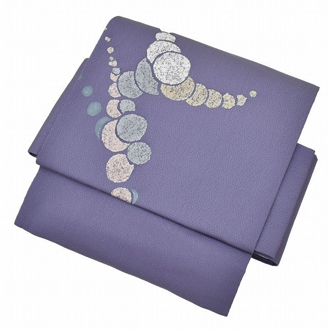 リサイクル 作り帯 名古屋帯 正絹 お太鼓 リサイクル帯 簡単着付け やまと 美品 ワンタッチ帯 付帯 縮緬 紫色系 幾何学文様 特品★★★★ kkb1493b 【中古】【着物ひととき】