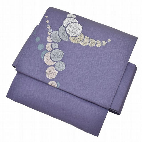 リサイクル 作り帯 名古屋帯 正絹 お太鼓 リサイクル帯 簡単着付け やまと 美品 ワンタッチ帯 付帯 縮緬 紫色系 幾何学文様 特品★★★★ kkb1493b 【中古】【着物ひととき】
