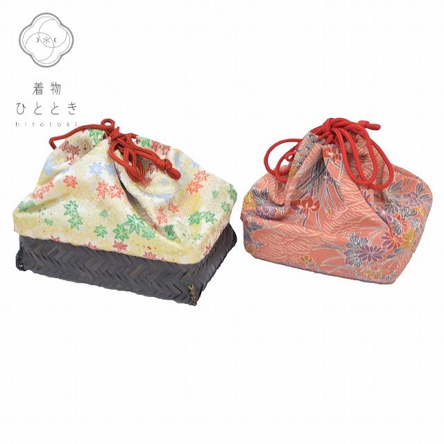 【中古】 リサイクル着物 和装バッグ 2点セット 中古 リサイクル カジュアル用 浴衣 竹 巾着 良品★★★[ 和服 カジュアル着物 アウトレット レトロ アンティーク プチプラ お洒落 普段着 お稽古 アウトレット きもの kimono ] kkb1882b