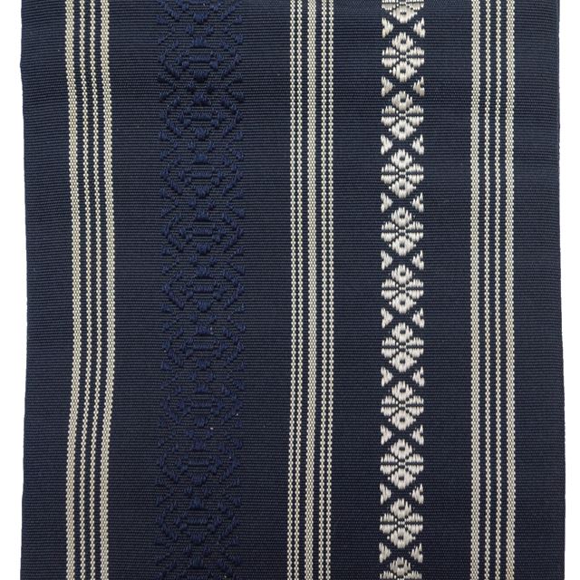 Vintage Japanese Kimono Accessories | Men's Kaku-obi | Silk | Navy | Kenjo Pattern | Hakata Weave | Certified | Sustainable | kkb2959b