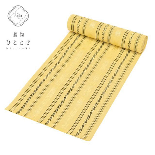 反物 夏物 正絹 リサイクル反物 黄色系 献上柄文様 帯用 本場筑前博多織 証紙有り 女物 着物 生地 和装小物 kkb3001b [ 和服 カジュアル着物 アウトレット レトロ アンティーク プチプラ お洒落 普段着 お稽古 アウトレット きもの kimono ]