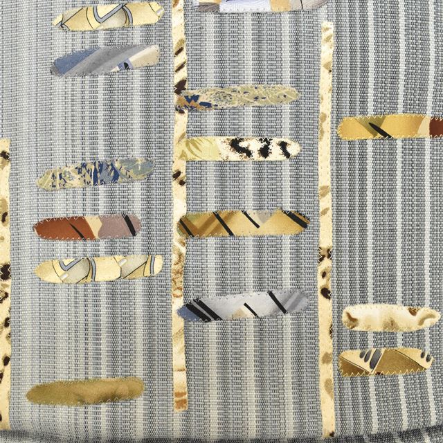 Vintage Japanese Kimono Accessories | Pre-tied Nagoya Obi | Silk | Gray | Stripe Patchwork | Otaiko | Sustainable | kkb3004b