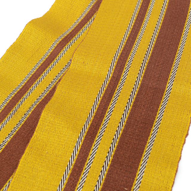 Vintage Japanese Kimono Accessories | Hanhaba Obi | Silk | Brown | Stripe | Kihachijo Weave | Sustainable | kkb3062b