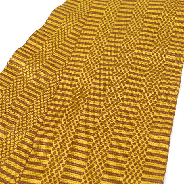 Vintage Japanese Kimono Accessories | Hanhaba Obi | Silk | Brown | Stripe Diamond | Kihachijo Weave | Sustainable | kkb3063b