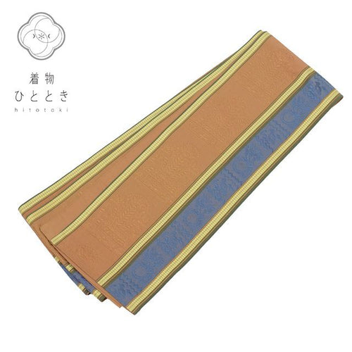 【中古】 半幅帯 正絹 リサイクル半幅帯 未仕立て 茶色系 花文様 本場筑前博多織 証紙あり 半巾帯 kkb3072b [ 和服 カジュアル着物 アウトレット レトロ アンティーク プチプラ お洒落 普段着 お稽古 アウトレット きもの kimono ]