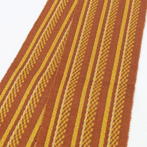Vintage Japanese Kimono Accessories | Men's Kaku-obi | Silk | Brown | Stripe | Kihachijo Weave | Excellent | Sustainable | kkb3087b