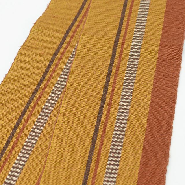 Vintage Japanese Kimono Accessories | Men's Kaku-obi | Silk | Brown | Stripe | Kihachijo Weave | Sustainable | kkb3088b