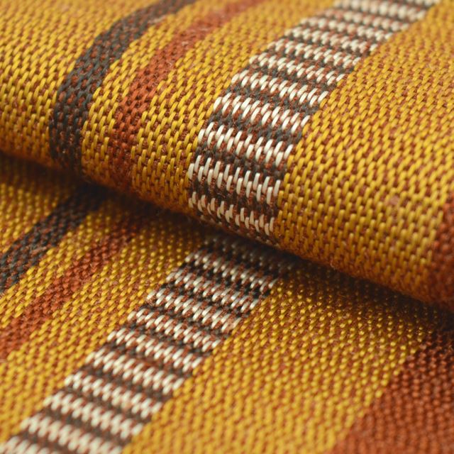 Vintage Japanese Kimono Accessories | Men's Kaku-obi | Silk | Brown | Stripe | Kihachijo Weave | Sustainable | kkb3088b