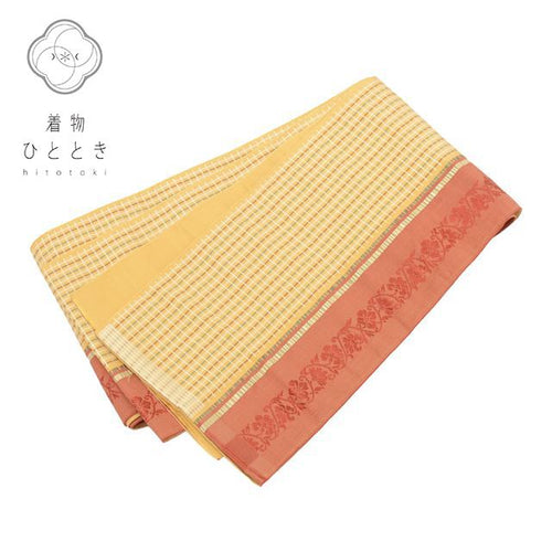 【中古】 半幅帯 正絹 小袋帯 リサイクル半幅帯 未仕立て 茶色系 花唐草文様 本場筑前博多織 証紙あり 半巾帯 kkb3136b[ 和服 カジュアル着物 アウトレット レトロ アンティーク プチプラ お洒落 普段着 お稽古 アウトレット きもの kimono ]