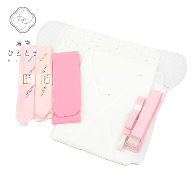 着付け小物 7点セット 夏物 リサイクル着付け小物 美品 白 ピンク色系 鱗文様 腰紐2本 腰ベルト マジックベルト コーリンベルト 帯板 和装小物 女性 着物 kkb3142b 【中古】