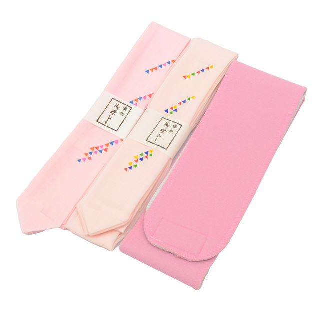 Vintage Japanese Kimono Accessories | Summer Dressing Accessories Set | White Pink | Scale Pattern | 7-piece | Sustainable | kkb3142b