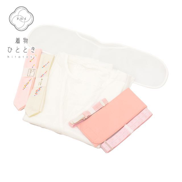 着付け小物 7点セット 夏物 リサイクル着付け小物 白 ピンク色系 鱗文様 腰紐2本 腰ベルト マジックベルト コーリンベルト 帯板 和装小物 女性 着物 kkb3144b 【中古】