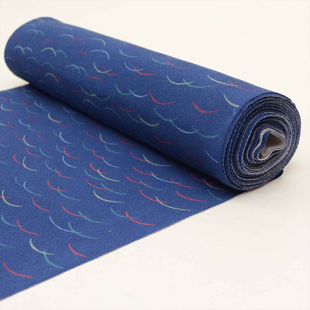 Vintage Japanese Kimono Accessories | Komon Bolt | Navy Silk | Shibakusa Pattern | Chirimen | Ladies | Sustainable | kkb3332b