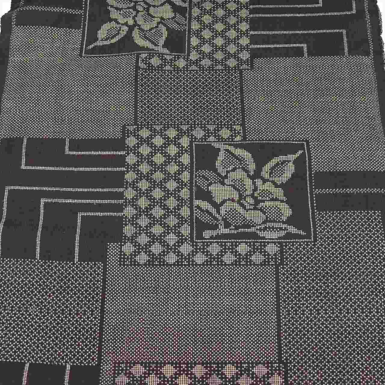 Vintage Japanese Kimono Accessories | Kimono Bolt | Black Silk | Shikishi Floral | Oshima Tsumugi | Ichimotozuke | Sustainable | kkb3333b