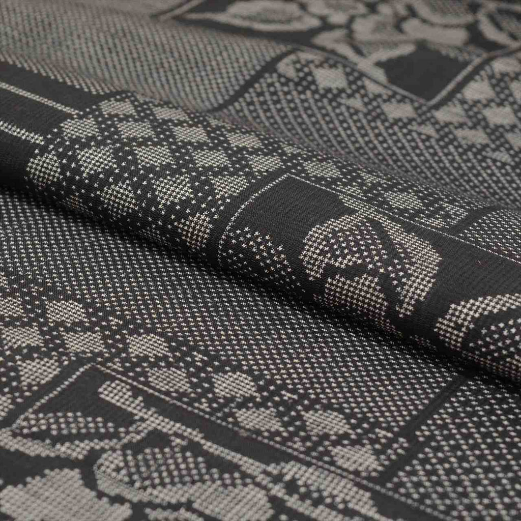 Vintage Japanese Kimono Accessories | Kimono Bolt | Black Silk | Shikishi Floral | Oshima Tsumugi | Ichimotozuke | Sustainable | kkb3333b