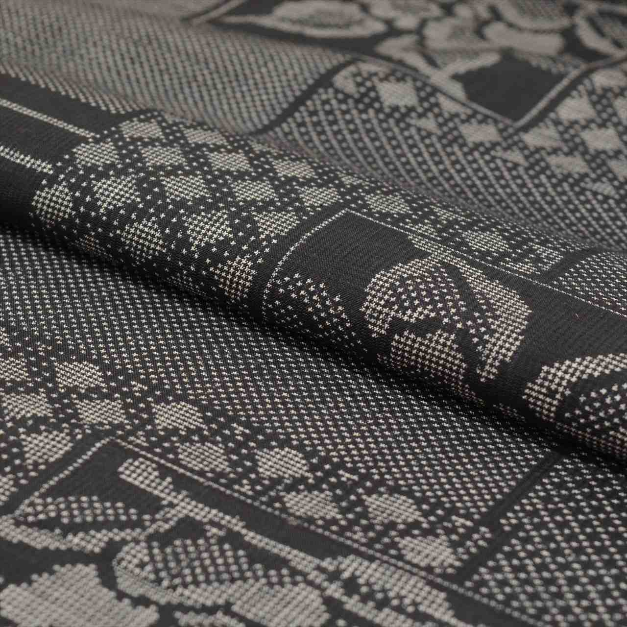 Vintage Japanese Kimono Accessories | Kimono Bolt | Black Silk | Shikishi Floral | Oshima Tsumugi | Ichimotozuke | Sustainable | kkb3333b