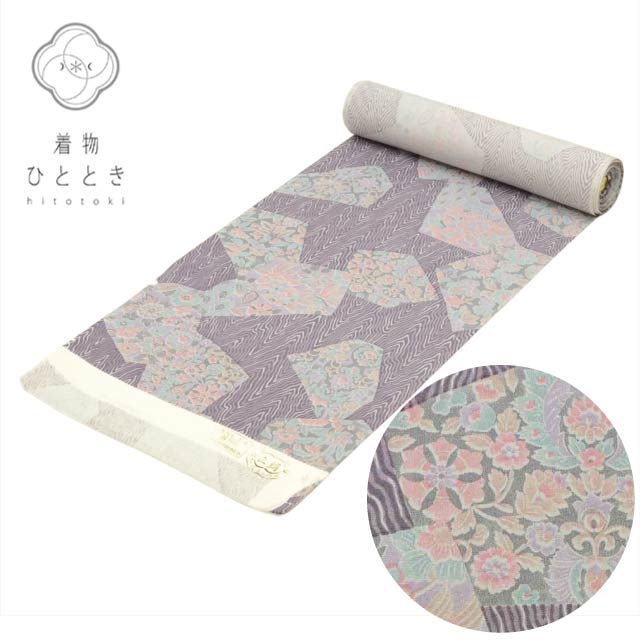 【中古】 小紋 正絹 美品 未使用品 紫色系 杢目 花文様 縮緬 リサイクル着物 女物 女性 着物 生地 和装小物 kkb3432b[ 和服 カジュアル着物 アウトレット レトロ アンティーク プチプラ お洒落 普段着 お稽古 アウトレット きもの kimono ]