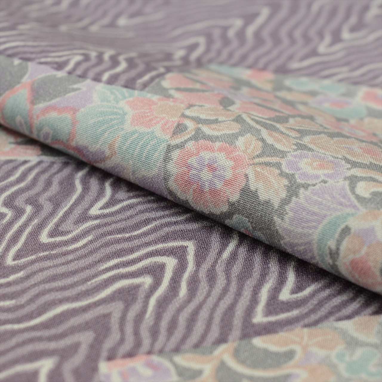 Vintage Japanese Kimono Accessories | Komon Bolt | Purple Silk | Mokume Floral | Chirimen | Unused | Excellent | Sustainable | kkb3432b
