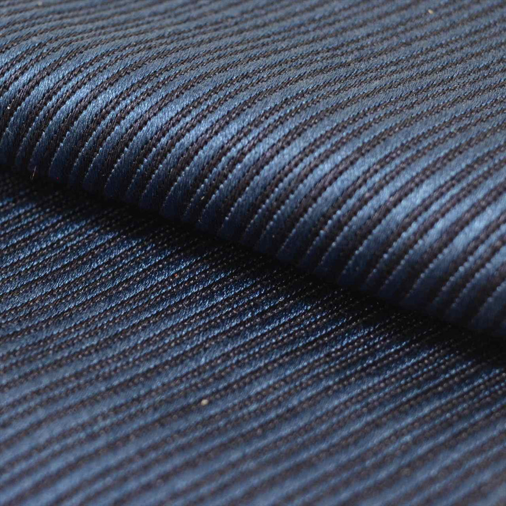 Vintage Japanese Kimono Accessories | Men's Kaku-obi | Silk | Navy | Stripe | Hakata Weave | Certified | Unused | Sustainable | kkb3462b