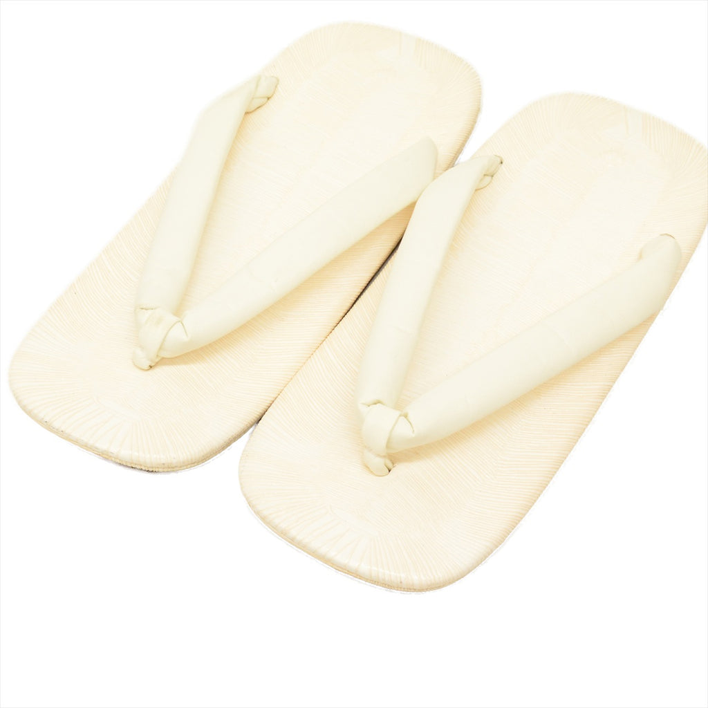 Vintage Japanese Kimono Accessories | Men's Setta Sandals | White | Synthetic Leather | Formal | Men's 26.5cm | Sustainable | kkb3483b