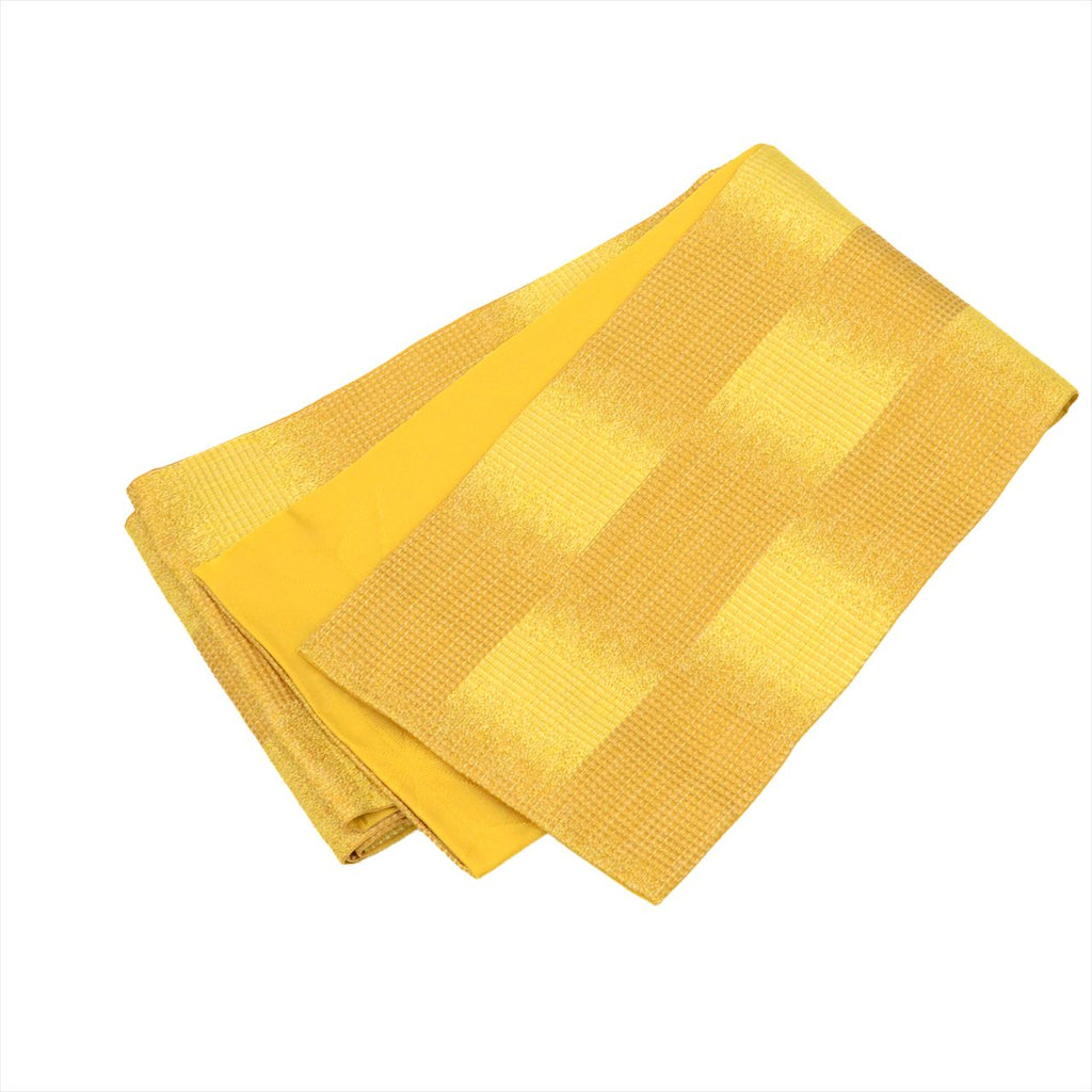 Vintage Japanese Kimono Accessories | Hanhaba Obi | Synthetic | Yellow | Ichimatsu | Reversible | Wearable Bolt | Sustainable | kkb3803b