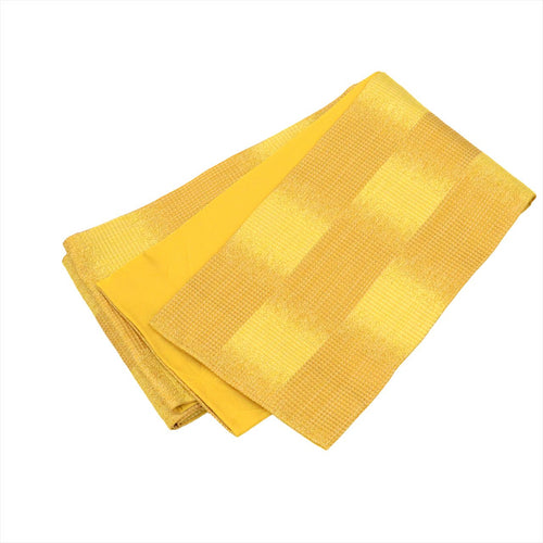 Vintage Japanese Kimono Accessories | Hanhaba Obi | Synthetic | Yellow | Ichimatsu | Reversible | Wearable Bolt | Sustainable | kkb3803b