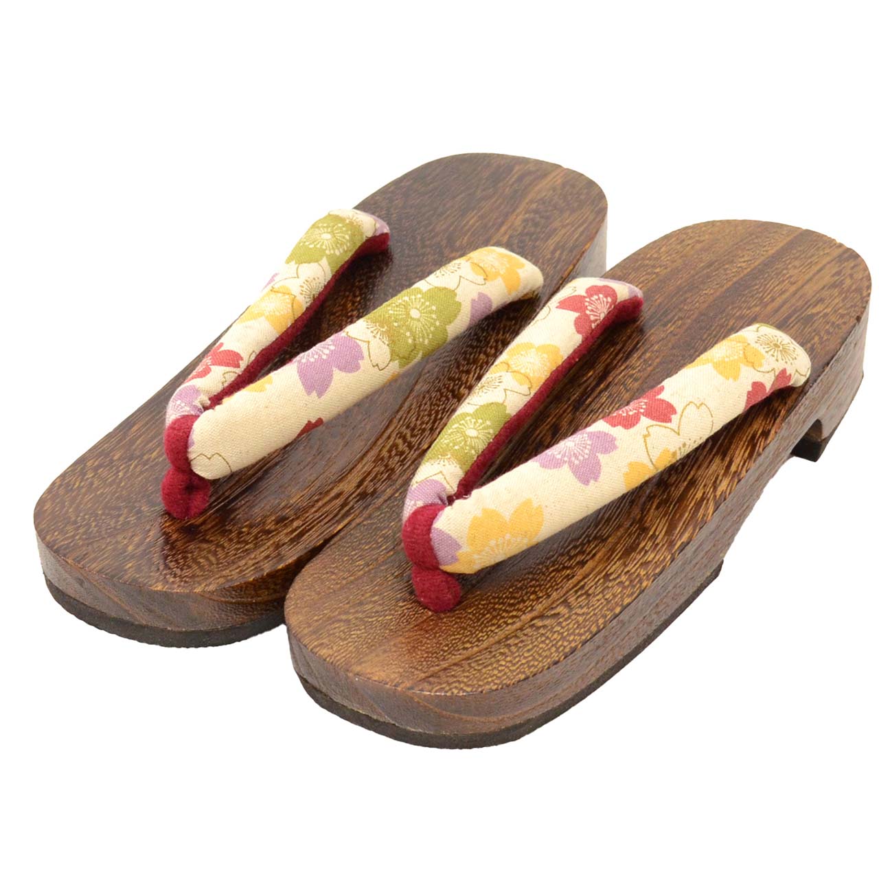 Vintage Japanese Kimono Accessories | Geta | White | Sakura Pattern | Paulownia Wood | Ladies 24.5cm | Sustainable | kkb3854b