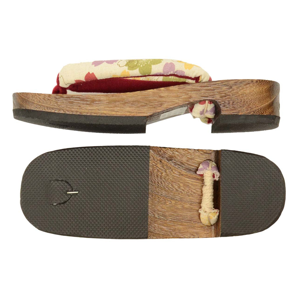 Vintage Japanese Kimono Accessories | Geta | White | Sakura Pattern | Paulownia Wood | Ladies 24.5cm | Sustainable | kkb3854b