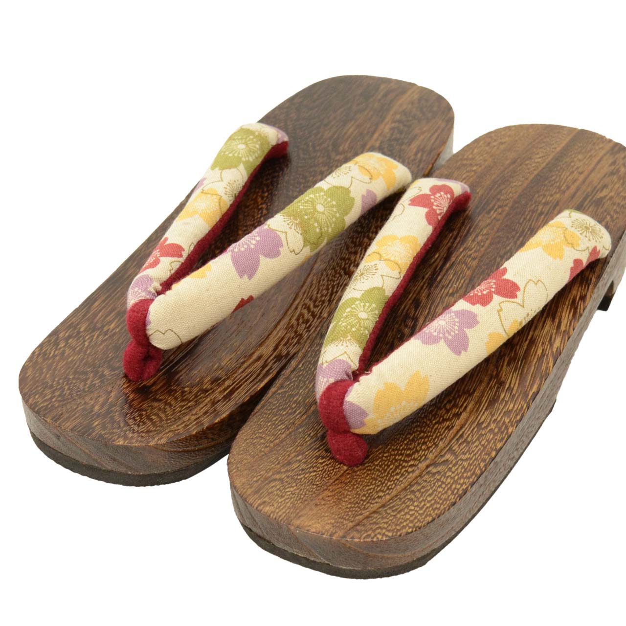 Vintage Japanese Kimono Accessories | Geta | White | Sakura Pattern | Paulownia Wood | Ladies 24.5cm | Sustainable | kkb3854b