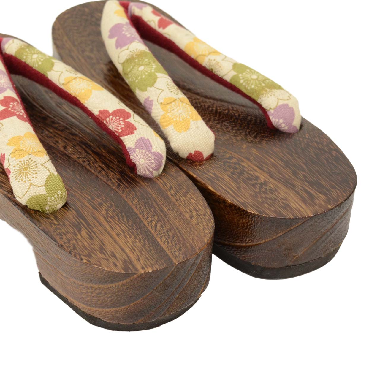 Vintage Japanese Kimono Accessories | Geta | White | Sakura Pattern | Paulownia Wood | Ladies 24.5cm | Sustainable | kkb3854b