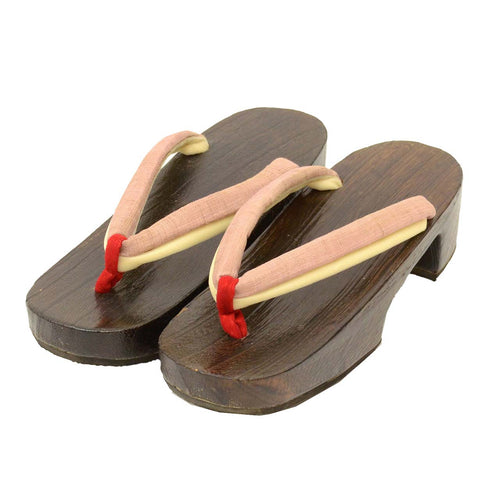 Vintage Japanese Kimono Accessories | Geta | Pink | Bell Inside | Ladies 24.0cm | Sustainable | kkb3855b