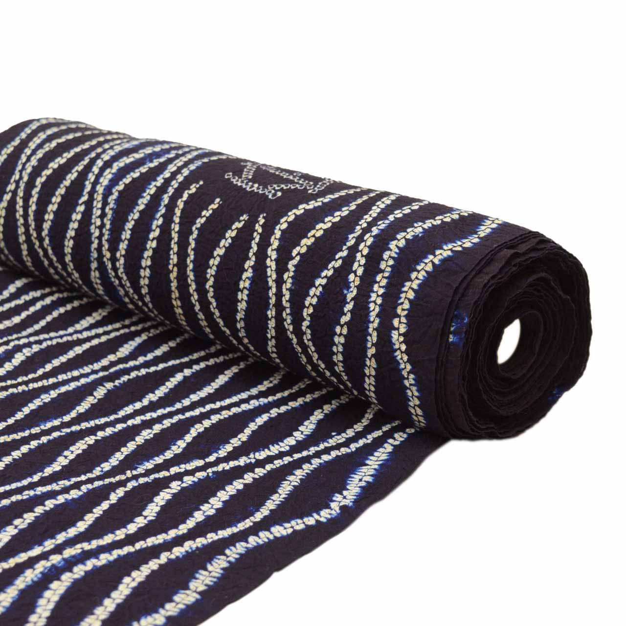 Vintage Japanese Kimono Accessories | Yukata Bolt | Navy Cotton | Yokogure Stripe | Arimatsu-Narumi Shibori | Sustainable | kkb3864b