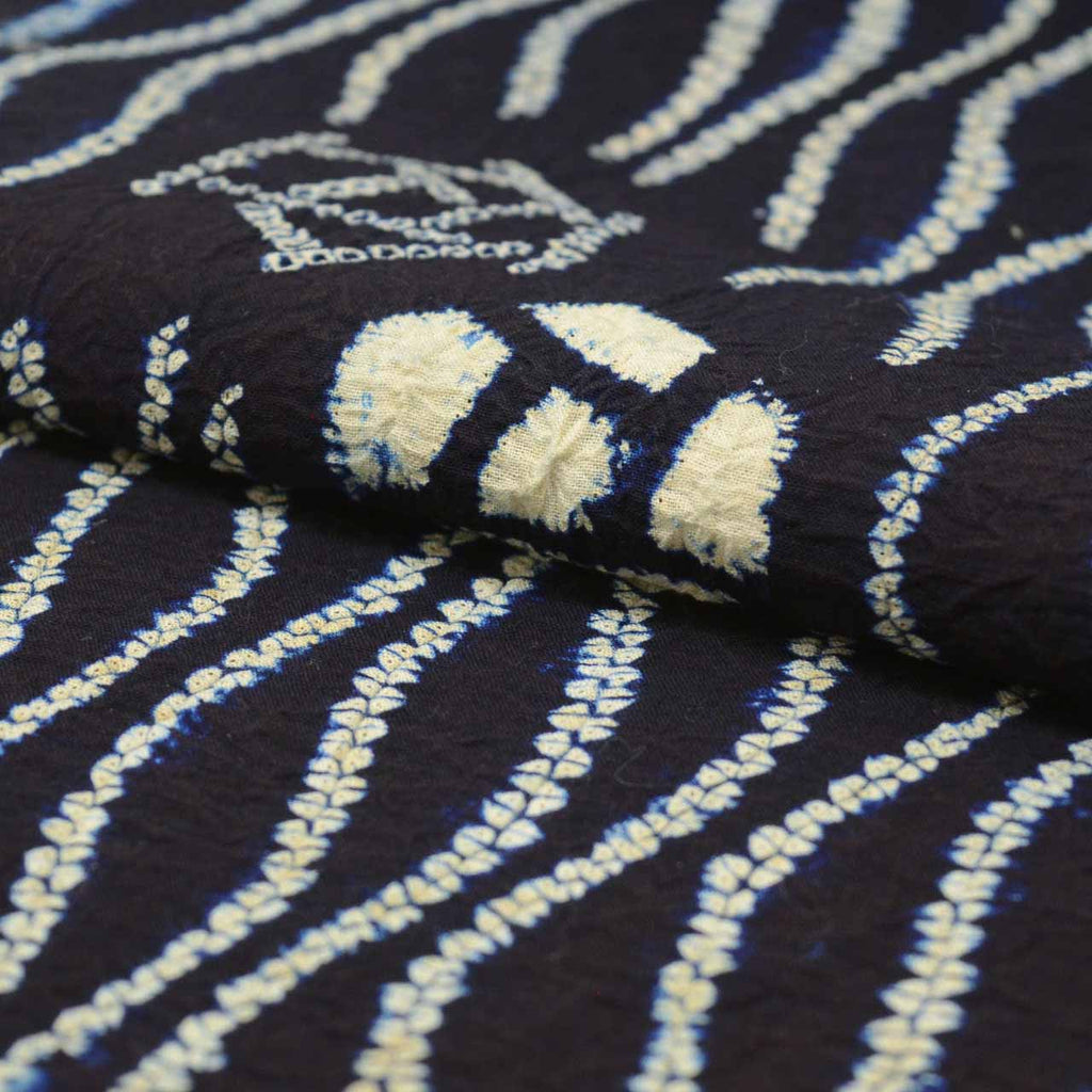 Vintage Japanese Kimono Accessories | Yukata Bolt | Navy Cotton | Yokogure Stripe | Arimatsu-Narumi Shibori | Sustainable | kkb3864b