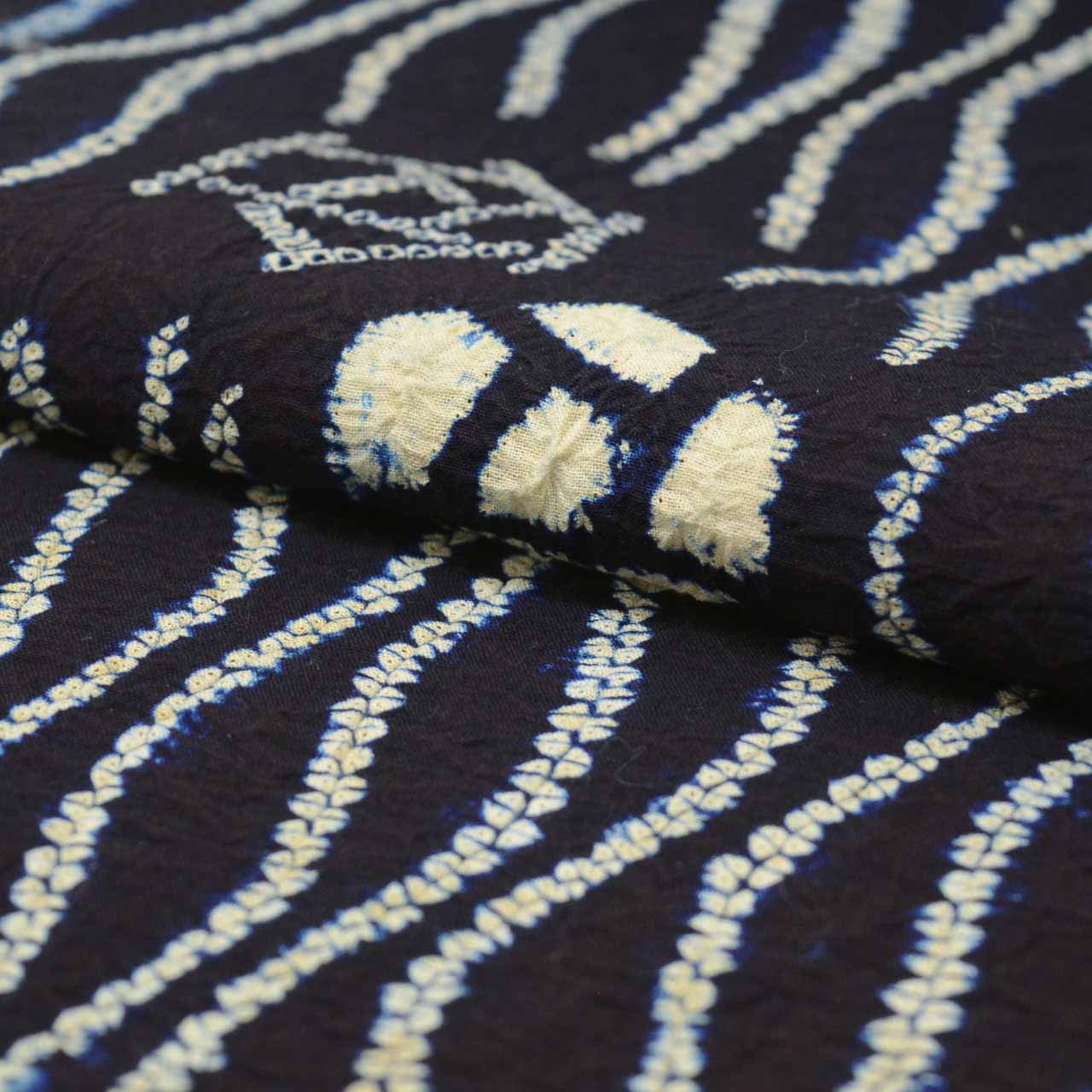 Vintage Japanese Kimono Accessories | Yukata Bolt | Navy Cotton | Yokogure Stripe | Arimatsu-Narumi Shibori | Sustainable | kkb3864b