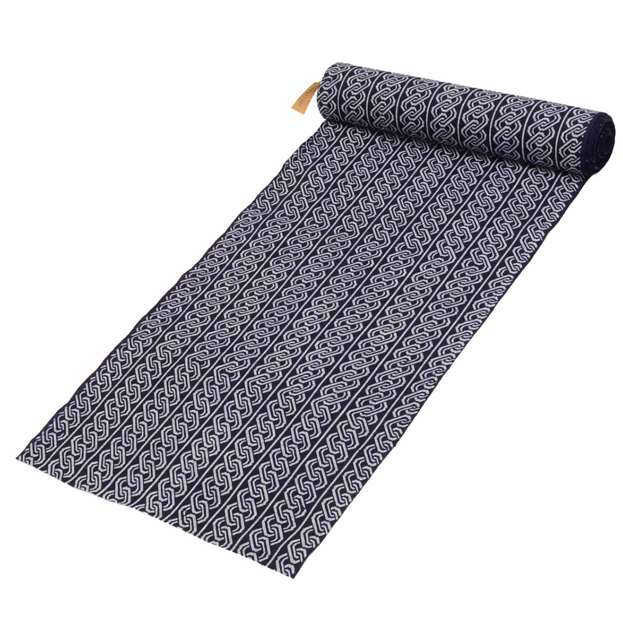 Vintage Japanese Kimono Accessories | Yukata Bolt | Navy Cotton | Chain Pattern | Coma-ji | Injection-dyed | Men's | Sustainable | kkb3866b
