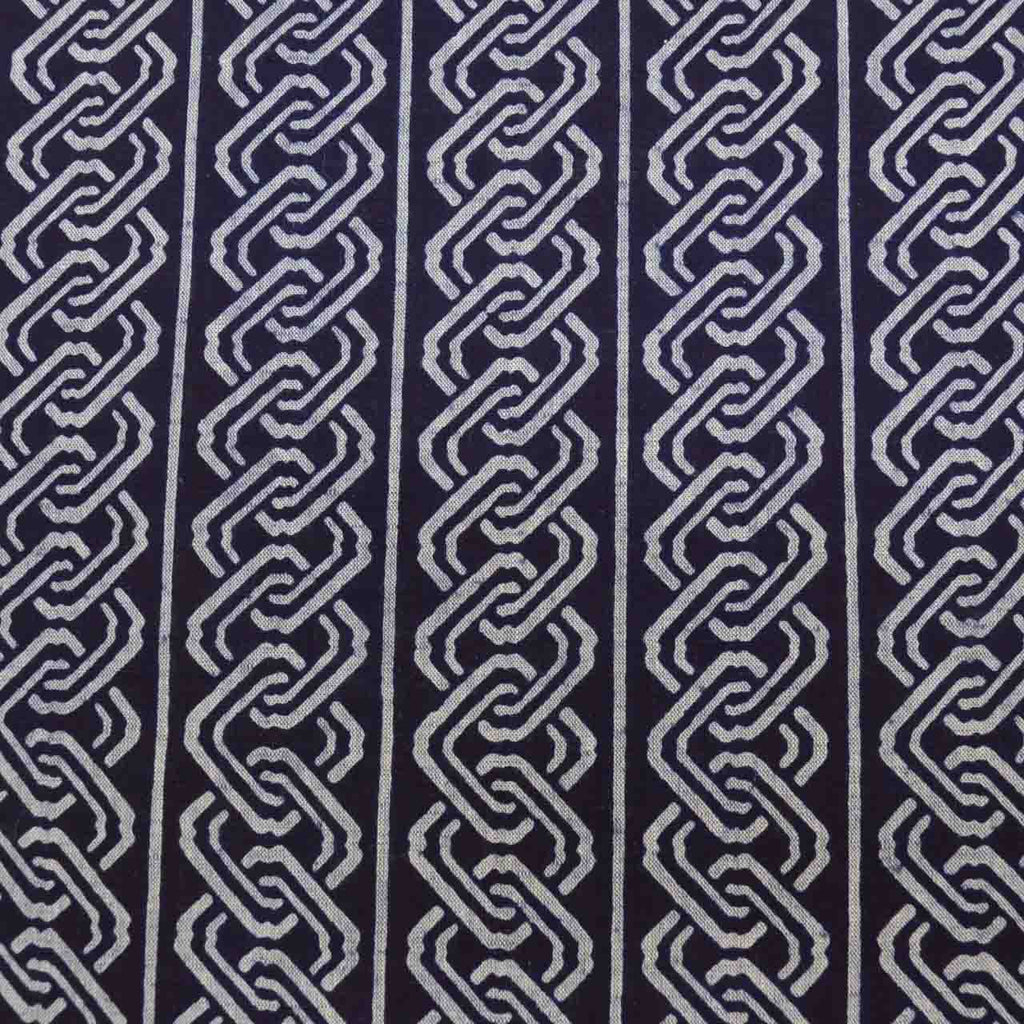 Vintage Japanese Kimono Accessories | Yukata Bolt | Navy Cotton | Chain Pattern | Coma-ji | Injection-dyed | Men's | Sustainable | kkb3866b