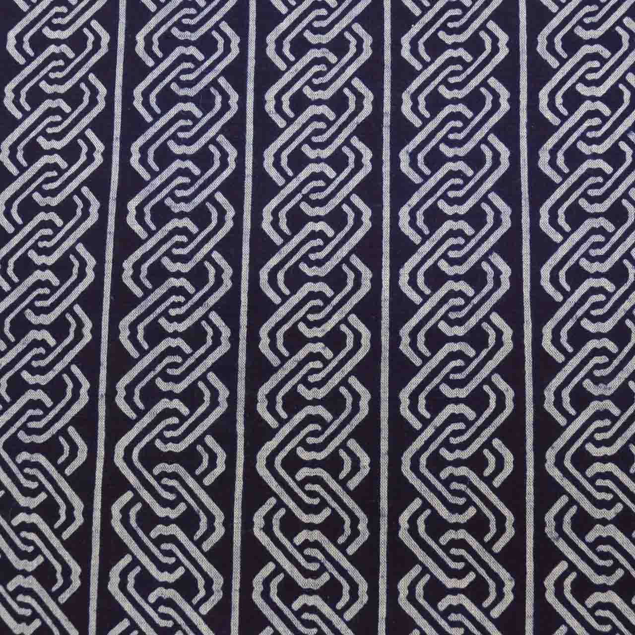 Vintage Japanese Kimono Accessories | Yukata Bolt | Navy Cotton | Chain Pattern | Coma-ji | Injection-dyed | Men's | Sustainable | kkb3866b