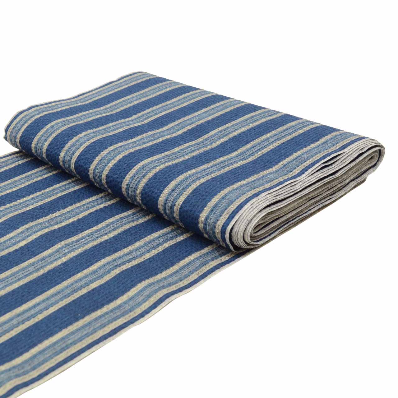 Vintage Japanese Kimono Accessories | Summer Bolt | Navy | Stripe | Shijira Weave | Honba Awa Sho-aizome | Sustainable | kkb3867b