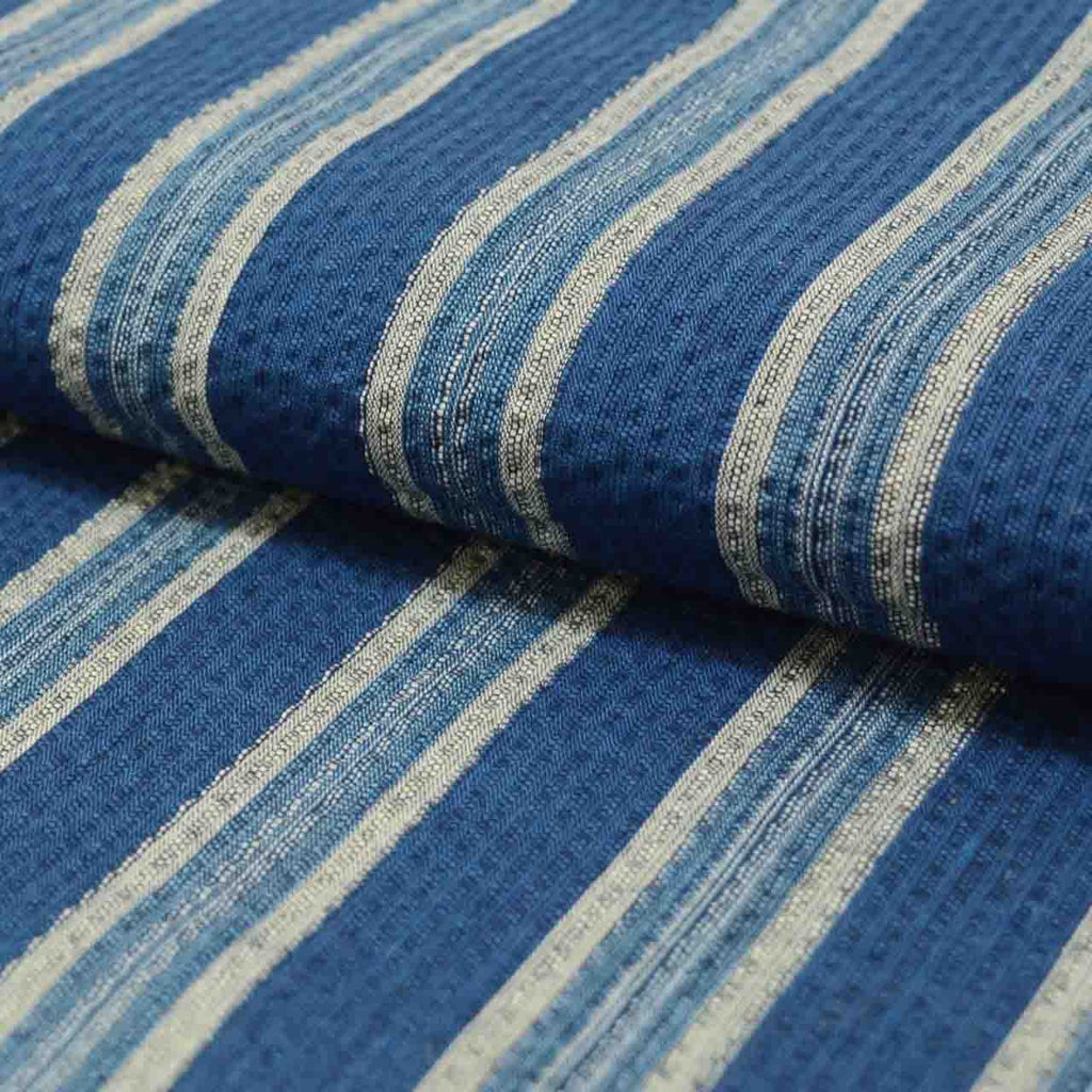 Vintage Japanese Kimono Accessories | Summer Bolt | Navy | Stripe | Shijira Weave | Honba Awa Sho-aizome | Sustainable | kkb3867b
