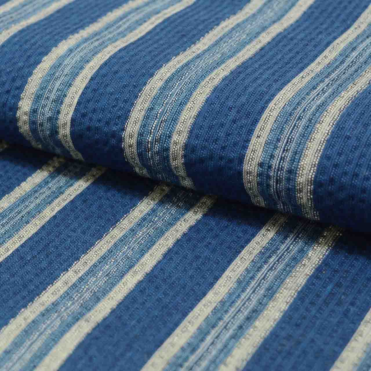 Vintage Japanese Kimono Accessories | Summer Bolt | Navy | Stripe | Shijira Weave | Honba Awa Sho-aizome | Sustainable | kkb3867b