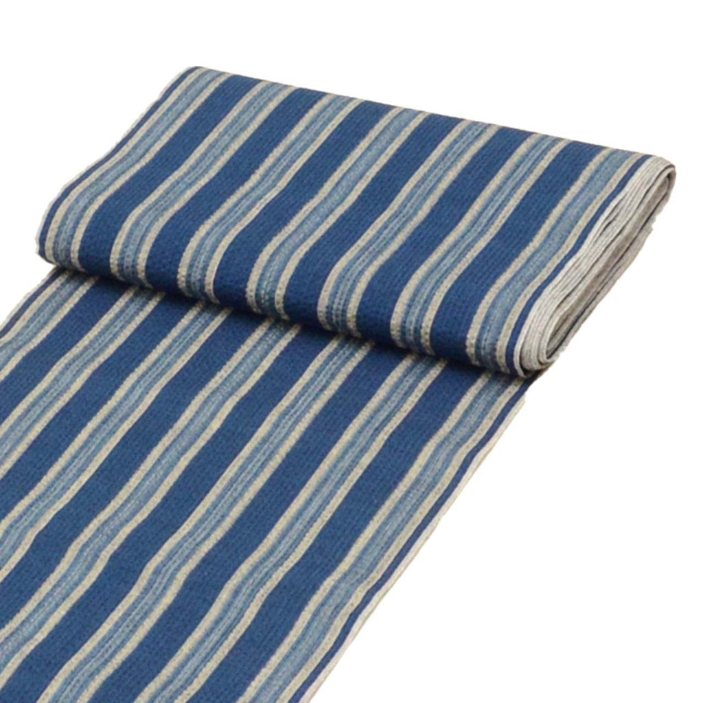 Vintage Japanese Kimono Accessories | Summer Bolt | Navy | Stripe | Shijira Weave | Honba Awa Sho-aizome | Sustainable | kkb3867b
