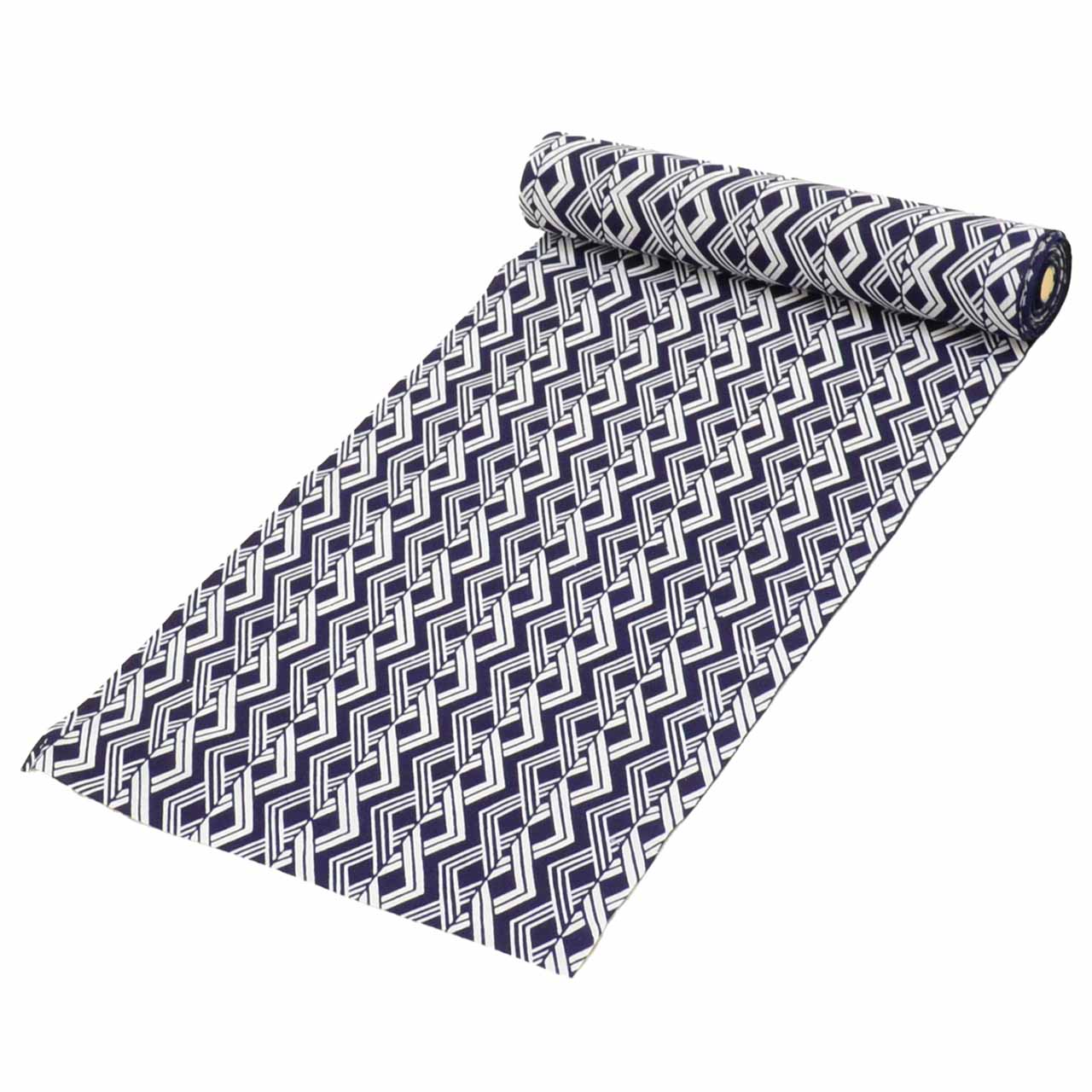 Vintage Japanese Kimono Accessories | Yukata Bolt | Navy Cotton | Geometric Allover | Coma-ji | Injection-dyed | Sustainable | kkb3868b