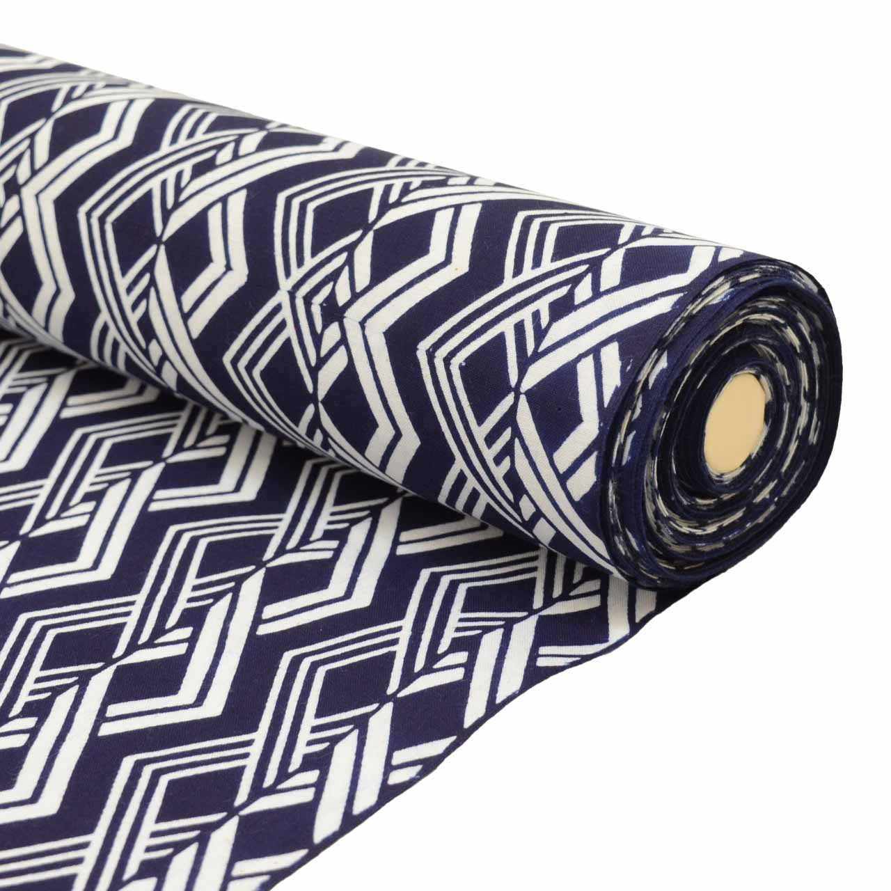 Vintage Japanese Kimono Accessories | Yukata Bolt | Navy Cotton | Geometric Allover | Coma-ji | Injection-dyed | Sustainable | kkb3868b