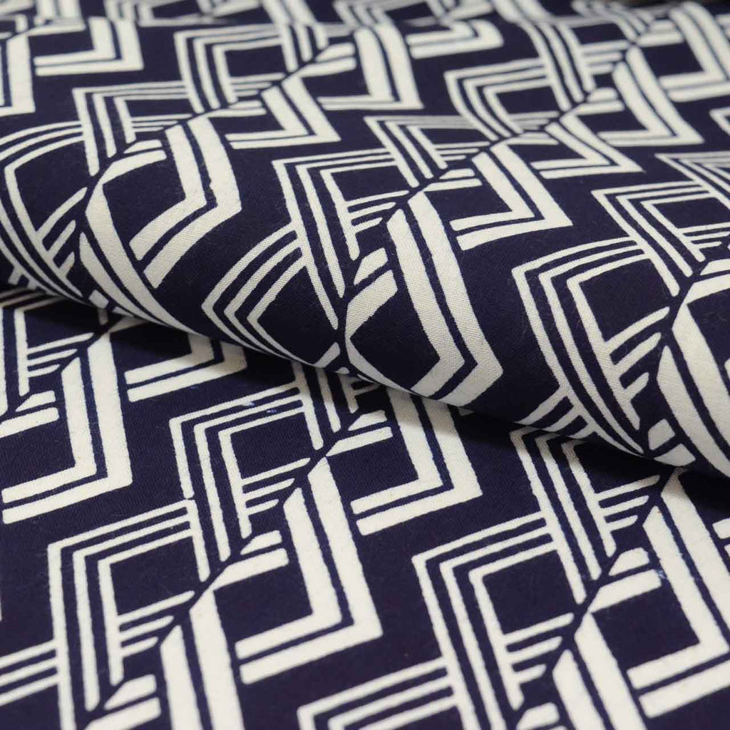 Vintage Japanese Kimono Accessories | Yukata Bolt | Navy Cotton | Geometric Allover | Coma-ji | Injection-dyed | Sustainable | kkb3868b