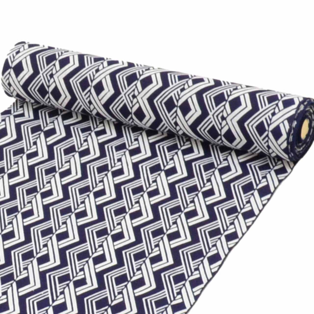 Vintage Japanese Kimono Accessories | Yukata Bolt | Navy Cotton | Geometric Allover | Coma-ji | Injection-dyed | Sustainable | kkb3868b
