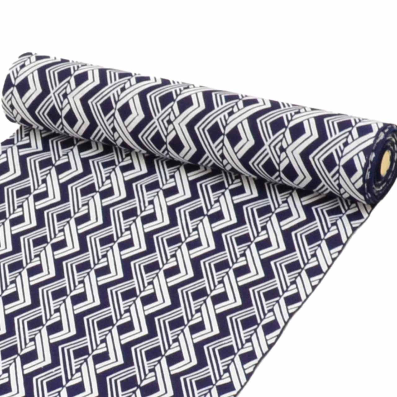 Vintage Japanese Kimono Accessories | Yukata Bolt | Navy Cotton | Geometric Allover | Coma-ji | Injection-dyed | Sustainable | kkb3868b