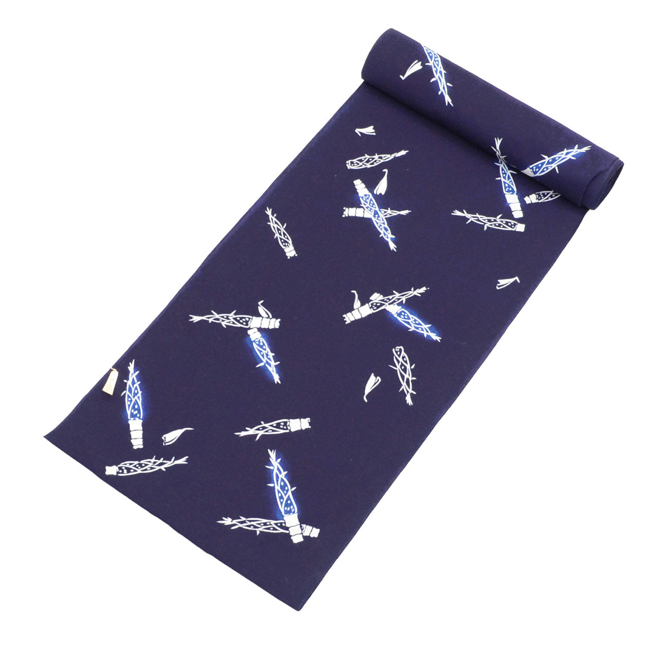 Vintage Japanese Kimono Accessories | Yukata Bolt | Navy Cotton | Bamboo Shoot Pattern | Coma-ji | Injection-dyed | Sustainable | kkb3900b