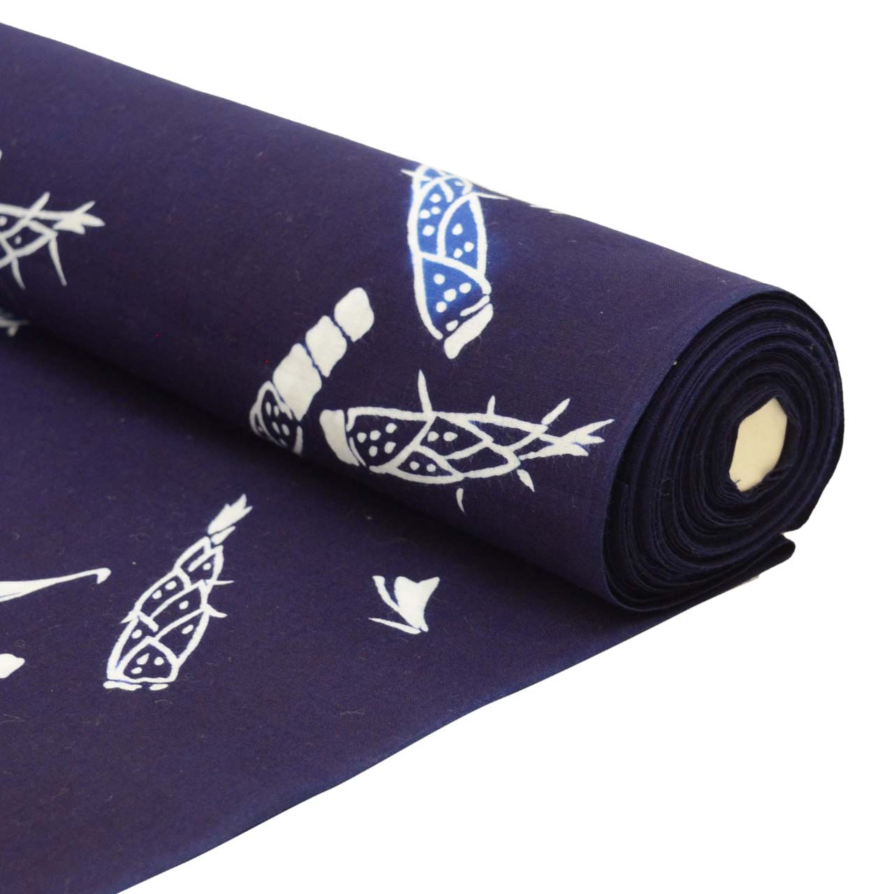 Vintage Japanese Kimono Accessories | Yukata Bolt | Navy Cotton | Bamboo Shoot Pattern | Coma-ji | Injection-dyed | Sustainable | kkb3900b