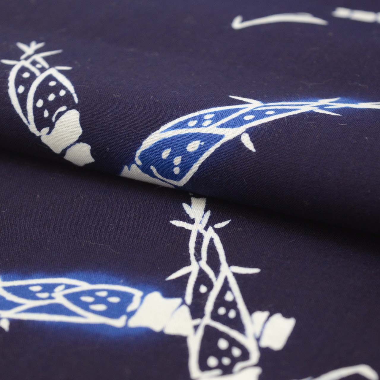 Vintage Japanese Kimono Accessories | Yukata Bolt | Navy Cotton | Bamboo Shoot Pattern | Coma-ji | Injection-dyed | Sustainable | kkb3900b