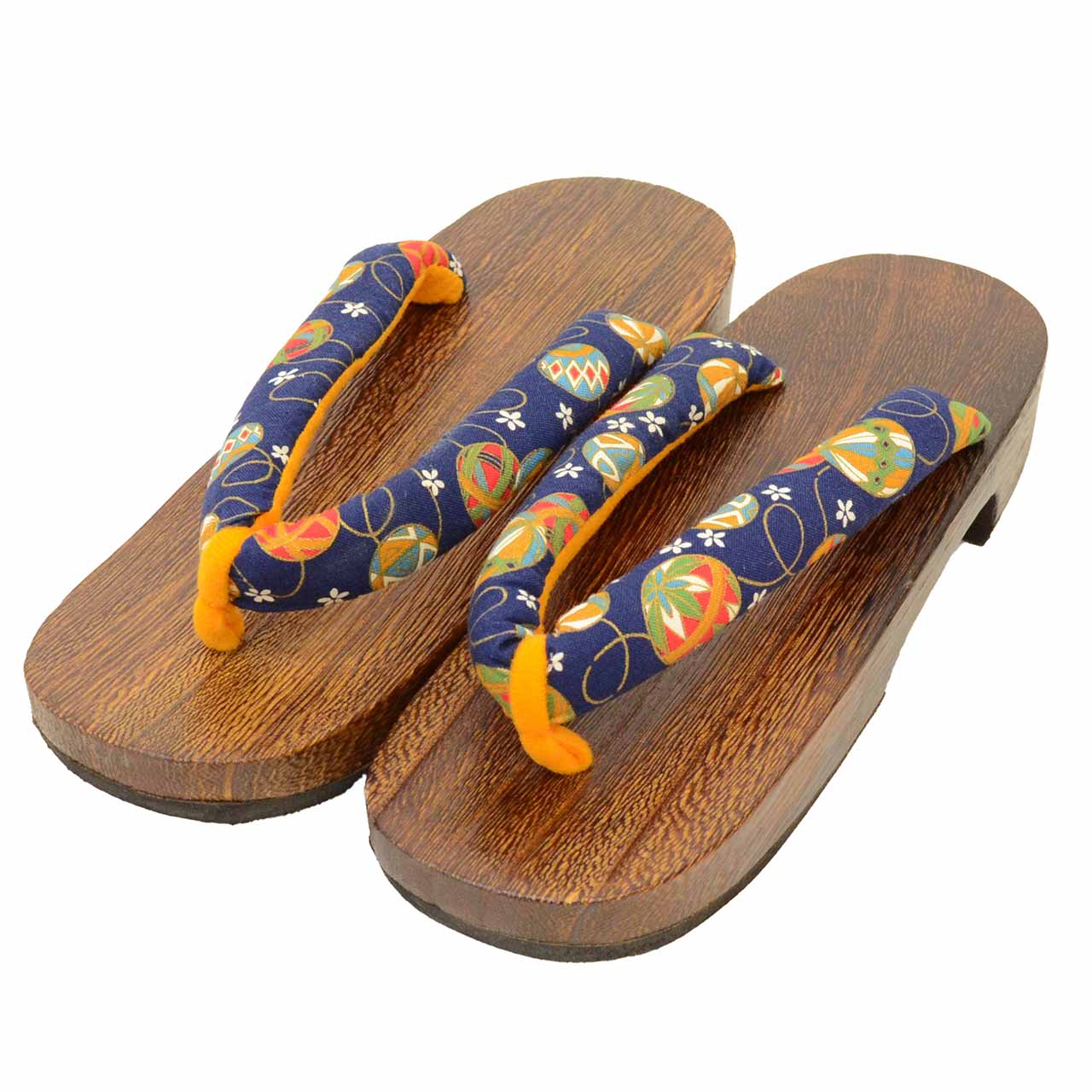 Vintage Japanese Kimono Accessories | Geta | Navy | Temari Ball | Ladies 24.5cm | Sustainable | kkb3922b